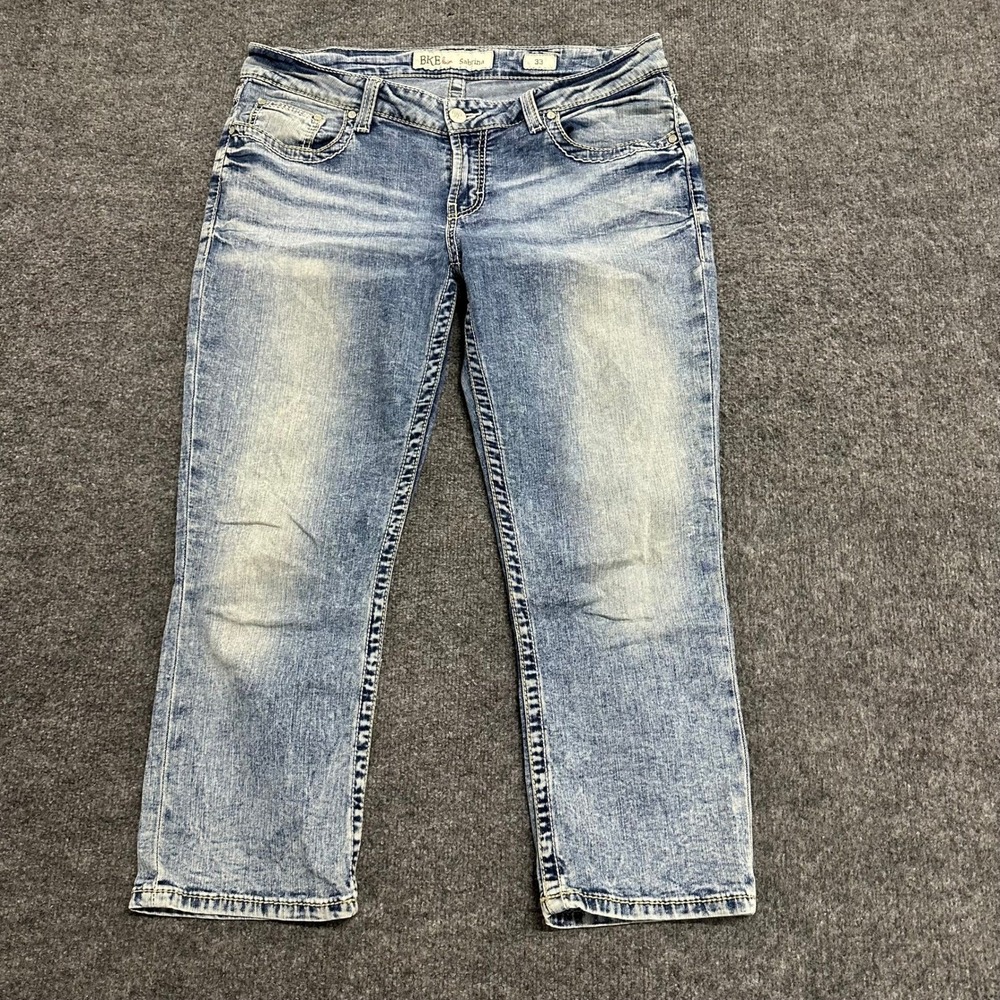BKE Jeans Womens Size 33 Sabrina Light Wash Slim Bootcut Whiskered Denim